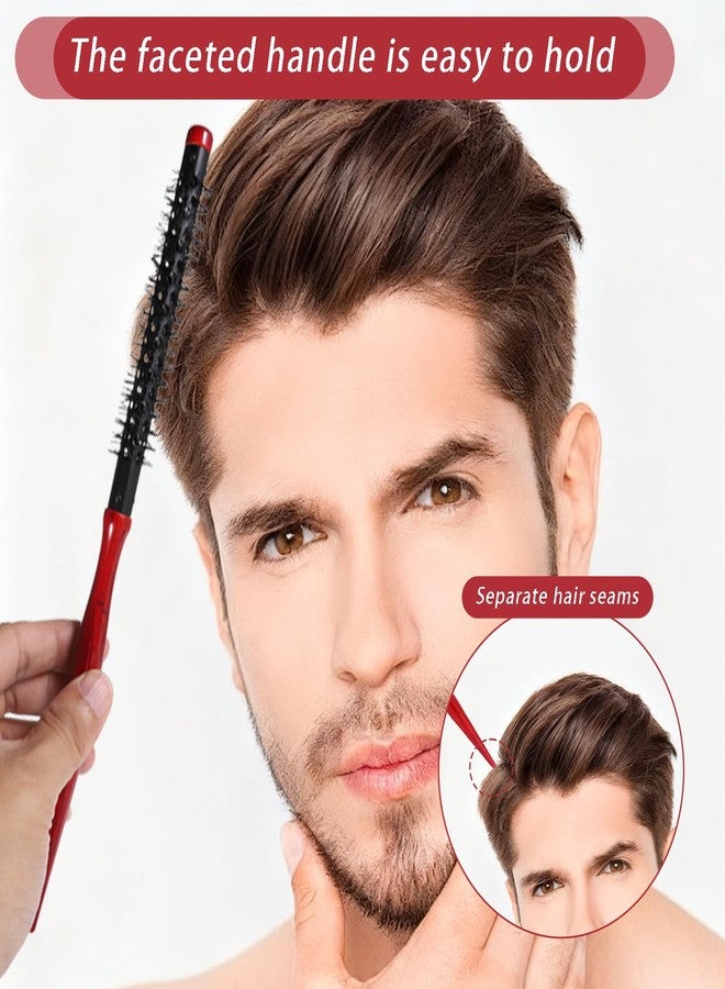 Styquenzer 2 Pcs Mini Quiff Roller Brush, Small Round Hair Brush Set Mini Round Wood Hair Combs Styling Volume Hairbrush Mustache Brushes for Thin Short Hairs Bangs Bangs Lifting Beard Care, 2 Styles - Image 5